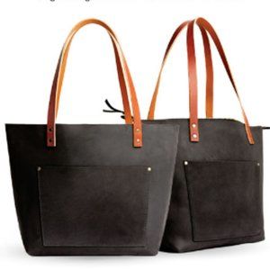 Portland Leather GOods Shadow Black Large Classic Tote BRAND NEW!